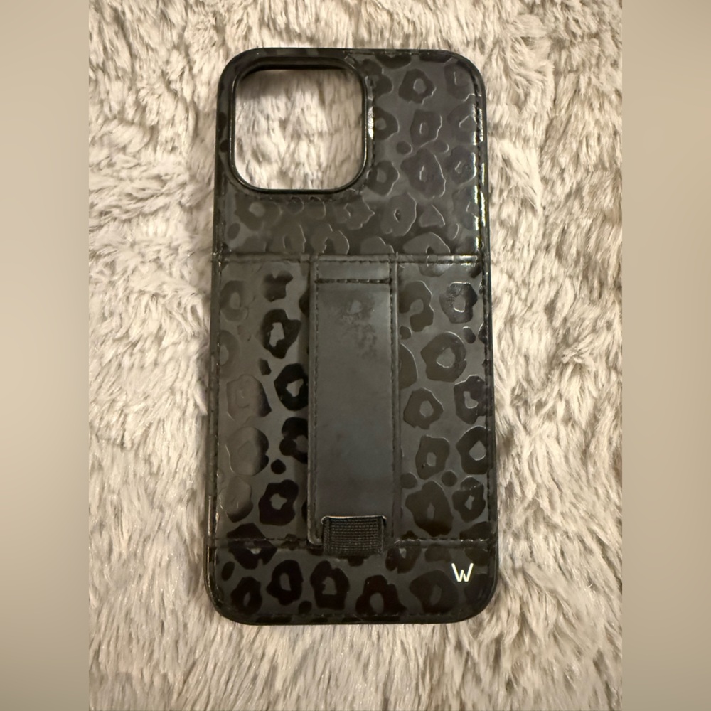 Wallis iPhone 14 Pro Max Black Leopard Print Phone Case with Card Holder
